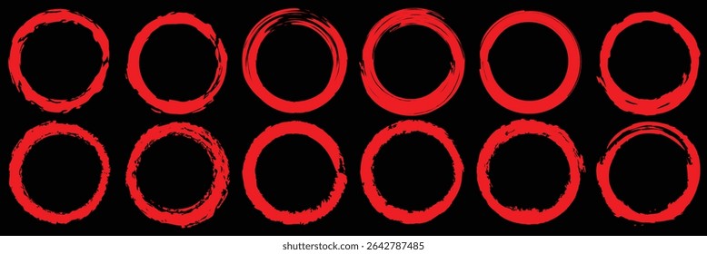 Grunge Circle Vector Set  Hand-Drawn Rough Brushstroke  Abstract Ink Round Shapes for Creative Design.