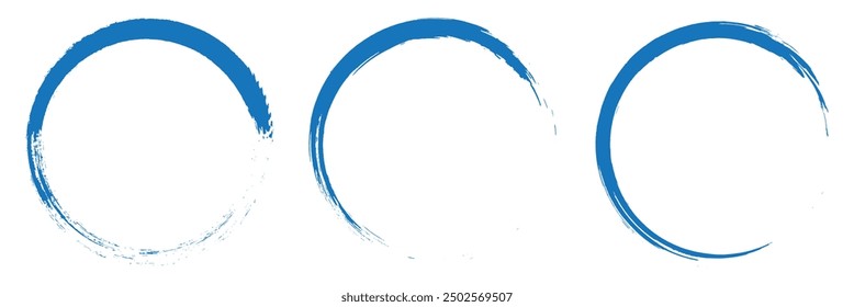 Grunge-Kreisen Bürstensatz. Schwarze Kreisrahmen. Runde Linie aus schwarzer Farbe. Grunge runde Formen.