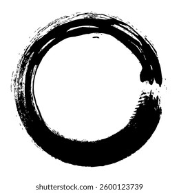 Grunge circles brush set. Black circle frames. Round line of black paint. abstract brush design