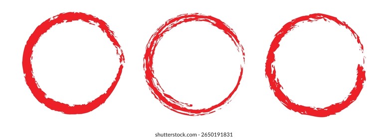 Conjunto de pincéis de círculos do Grunge. quadros circulares. Linha redonda de tinta preta. Formas redondas grunge. Escovas circulares Grunge. Traçado do pincel vetorial. 