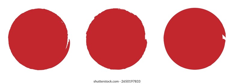 Grunge circles brush set. red circle frames. Round line of red paint. Grunge round shapes. Circular ink brush stroke for design elements.  Grunge round shapes. Grunge banner and paint brush stamps.