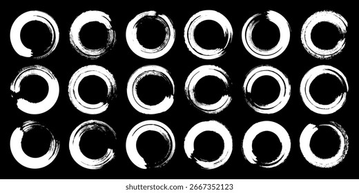 Grunge circles, brush strokes, lines, ink smudges, hand-drawn scribble shapes. Handmade sketchy marks, acrylic stains, charcoal streaks. Paint textures, dry brush effect. Vector illustration