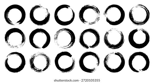 Grunge circles, brush strokes, lines, ink smudges, hand-drawn scribble shapes. Handmade sketchy marks, acrylic stains, charcoal streaks. Paint textures, dry brush effect. Vector illustration