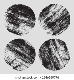 Grunge circles. Brush strokes set. Grunge round shapes. Vector illustration.
