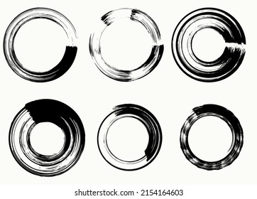 Círculos gruesos (trazos de pincel). Vector aislado