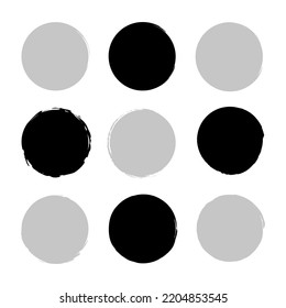 Grunge circles. Circle frame set. Round shape. Vector illustration. Stock image. 