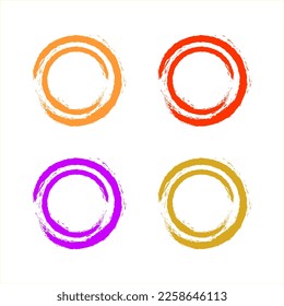 Grunge circles, circle splash, vector circle brush stroke frame isolated on white background