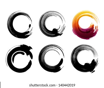 Grunge circles for coffee or black paint.