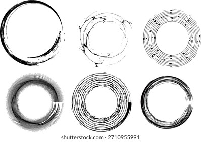 Elementos Abstractas del Vector de la Colección de los círculos del grunge para el diseño y la decoración