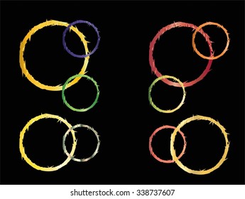 Grunge circles colorful.Grunge frames.Vector illustration.