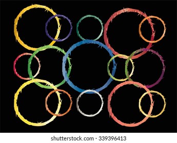 Grunge circles colorful.Grunge frames.Vector illustration.