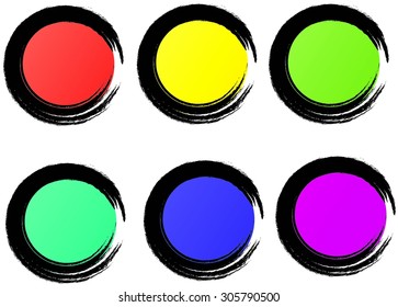 Grunge circles of colors Grunge frames.Vector illustration.