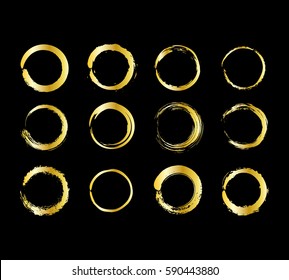 Grunge circles gold on black