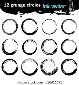 Grunge circles. Ink vector. Elements for design.