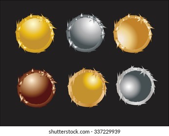 Grunge circles metal colorful.Grunge frames.Vector illustration. 