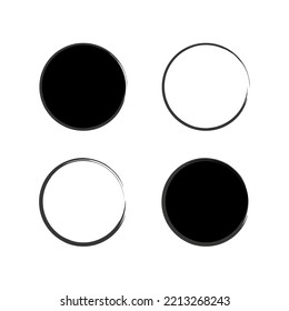Grunge circles. Round shape. Round frame set. Circle frame set. Vector illustration. Stock image. 