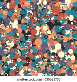 Grunge circles seamless pattern. Colorful background. Vector illustration