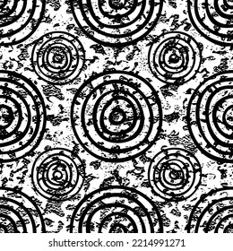 Grunge circles, seamless pattern, shades of gray, vector design