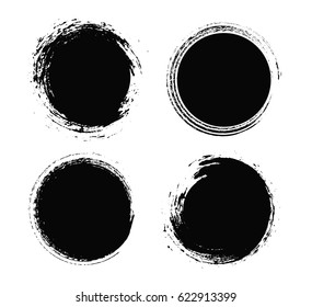 Grunge circles set.Distress round shapes.