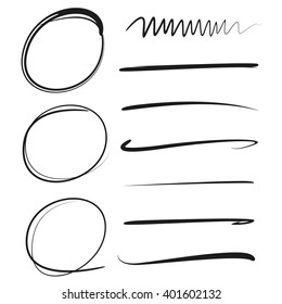 grunge circles, grunge underlines for marking text