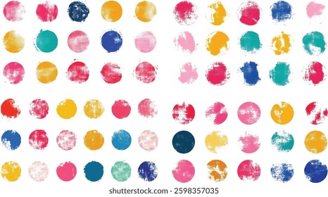 Grunge Circles Vector Illustration, Isolated on White Background
