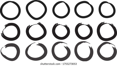 Conjunto de vectores de círculos ondulados, conjunto de ilustración de círculo dibujado a mano.