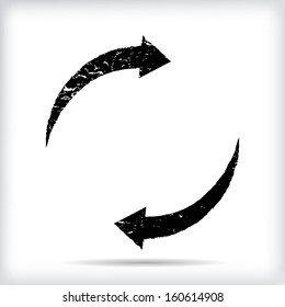 Grunge circular arrows brush stroke vector