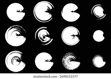 Conjunto de pinceladas circulares Grunge, Elementos de textura de pintura redonda abstracta para diseño de Vector moderno, Conjunto de círculos de pinceles redondos grunge, colección de textura de tinta abstracta para Diseño gráfico creativo