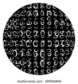 Grunge circular overlay texture. Distress round background. Logo, icon, button, label, cover template. EPS10 vector.