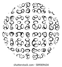 Grunge circular overlay texture. Distress round background. Logo, icon, button, label, cover template. EPS10 vector.