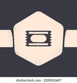 Grunge Circus ticket icon isolated on grey background. Amusement park. Monochrome vintage drawing. Vector