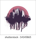 grunge city circle - vector