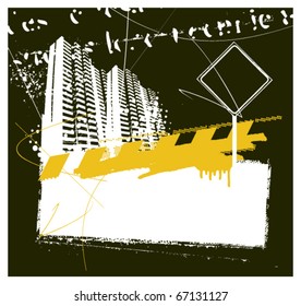 grunge city frame with stencil white banner