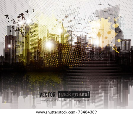 Grunge city panorama.
