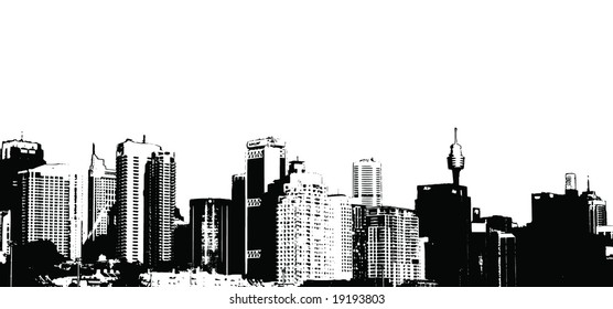 Grunge Cityscape: Sydney Australia Skyline