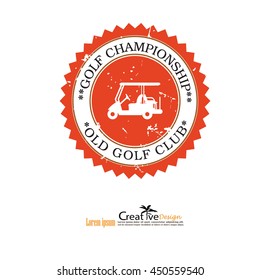 grunge classic golf cart logo, emblems, badges,restoration and club design elements. Vector illustration.