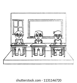 grunge classroom with students sitting school desk
