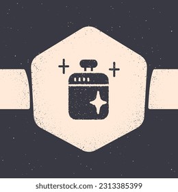 Grunge Clean cooking pot icon isolated on grey background. Boil or stew food symbol. Monochrome vintage drawing. Vector