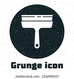 Grunge Cleaning service with of rubber cleaner for windows icon isolated on white background. Squeegee, scraper, wiper. Monochrome vintage drawing. Vector Illustration