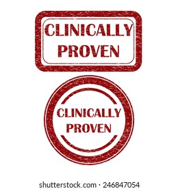 Grunge clinically proven dark red sign 