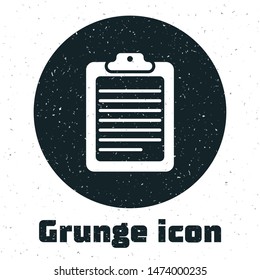 Grunge Clipboard with document icon isolated on white background.  Vector Illustration