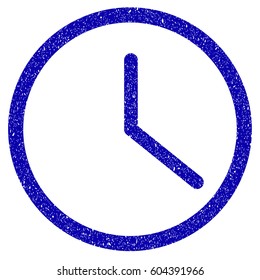 Grunge Clock rubber seal stamp watermark. Icon symbol with grunge design and scratched texture. Unclean vector blue sign.