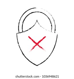 grunge close padlock shield with bag protection