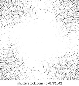 Grunge cloth retro overlay cover. Distress thread grain texture. Herrinbone patter aged fiber frame border background. Grunge retro cover. Empty urban design template. EPS10 vector.