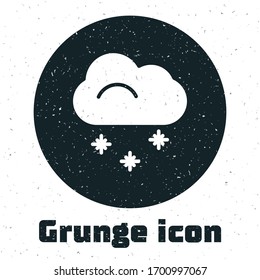 farbige Cloud mit Schnee-Symbol einzeln auf weißem Hintergrund. Wolke mit Schneeflocken. Einmaliges Wettersymbol. Schneeschild. Einfarbige Vintage-Zeichnung. Vektorillustration-Illustration