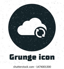 Grunge Cloud sync refresh icon isolated on white background. Cloud and arrows.  Vector Illustration