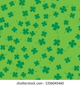 Grunge clover four leaf shamrock seamless  background. Artistic distressed patrick day element for your design. EPS10 vector