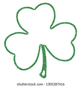 Grunge clover shamrock leaf isolated on a white background. Artistic distressed patrick day element for your design. EPS10 vector. 