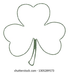 Grunge clover shamrock leaf isolated on a white background. Artistic distressed patrick day element for your design. EPS10 vector. 