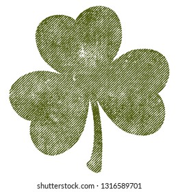Grunge clover shamrock leaf isolated on a white background. Artistic distressed patrick day element for your design. EPS10 vector